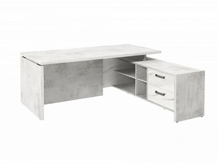 Стол с опорной тумбой FB-119R.GG Хромикс белый/Мрамор Леванто белый