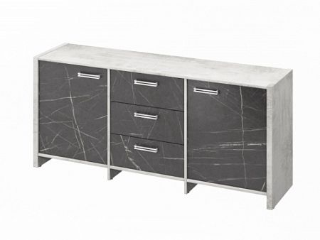 Тумба трехсекционная FI-13-01.G Хромикс белый/Камень Пьетра Гриджиа черный