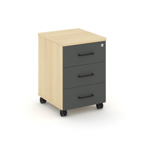 Style Project Тумба мобильная усил. колеса SN.TMU-002 Антрацит/Дуб Наварра/Черный Ручки 416*460*611 фото 3