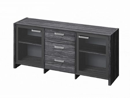 Тумба трехсекционная с 2 дверьми FI-13-02.D. Древесина Графит