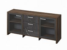 Тумба трехсекционная с 2 дверьми FB-13-02.G. Орех Пацифик Табак/Камень Пьетра Гриджиа черный