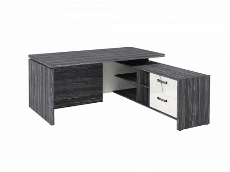 Стол с опорной тумбой FB-117R.GG Древесина Графит/ Мрамор Леванто белый