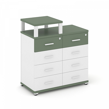 Тумба приставная c 8 ящиками и надставкой Concept CN.TSP-014 W