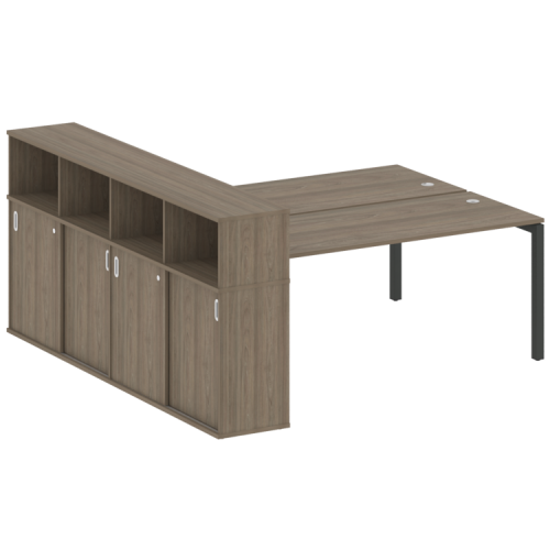 Бенч-система с шкафом-купе на П-обр. м/к Metal System Quattro 50БП.РС-СШК-4.5